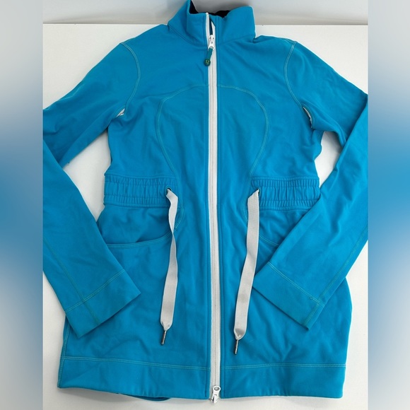 lululemon athletica Jackets & Blazers - Lululemon Beach Blanket Blue Cinch Waist Full Zip Yohari Jacket